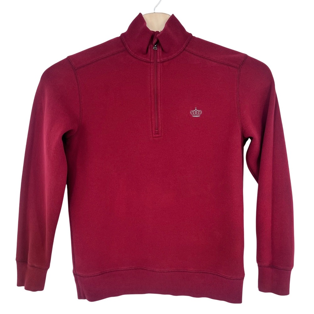 Roundtree & Yorke‎ Mens Pullover Sweatshirt Size Medium Red Quarter Zip Preppy